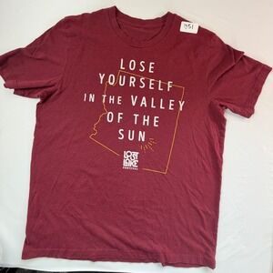 Lost Lake Festival T-Shirt Mens L Maroon Arizona Graphic Valley Of The Sun Tee